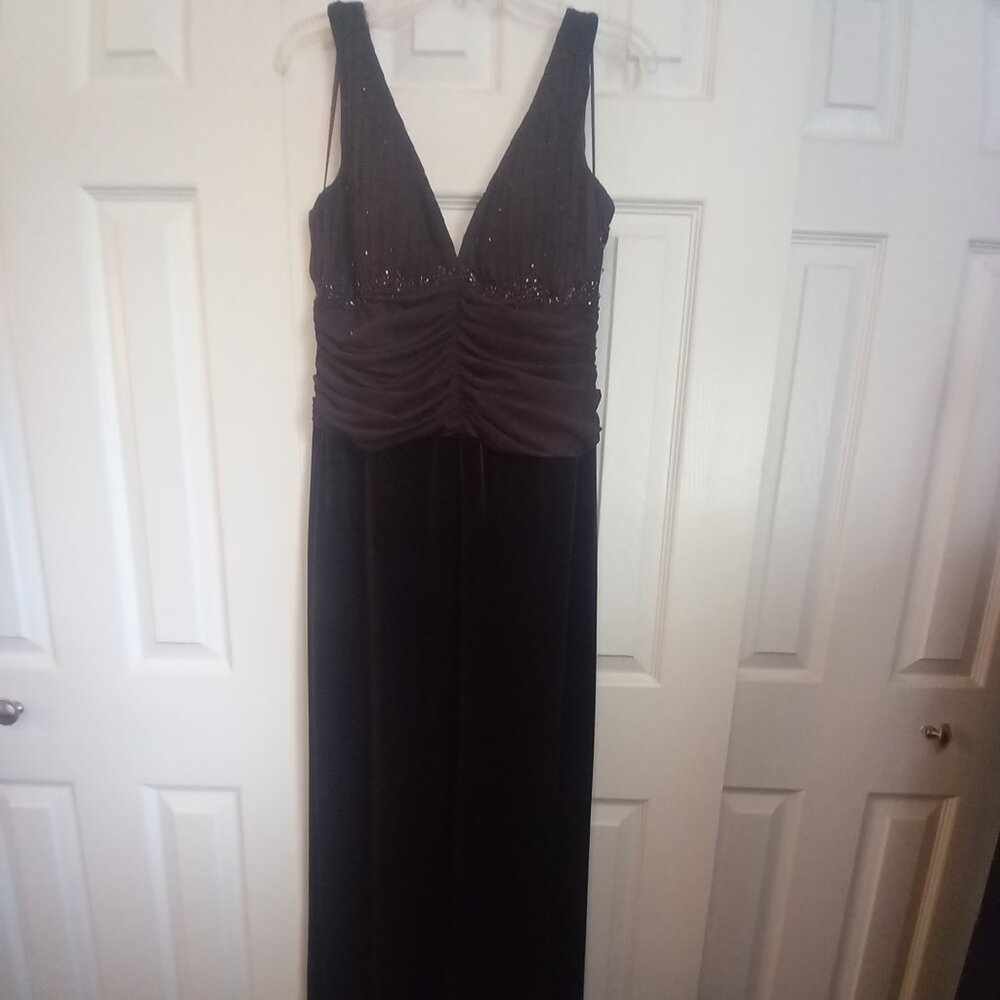 JS Boutique brown sequin and velvet gown size 14